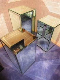 Group of Three Mirrored Pedestals
