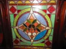 Detail of Antique English Bar with Leaded Glass Windows