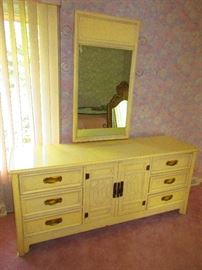 Asian Inspired Mid Century Chest and Mirror