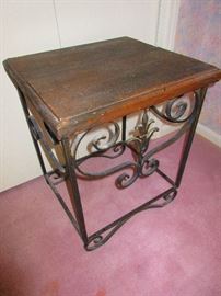 Iron and Wood Accent Table