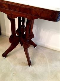 We Have For You this Beautiful Spoon Carved Victorian Table With Marble Top...