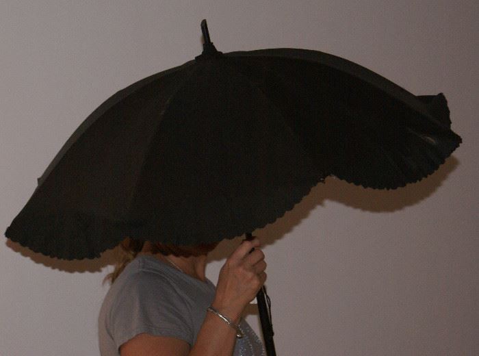 Victorian Era Black Parasol Umbrella