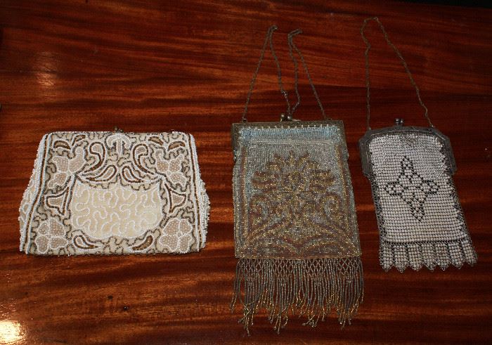 Beaded Hand Bag & Made in France C.1900's Chain Mesh Hand Bags 