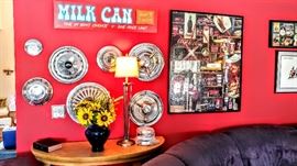 Variety of vintage hubcaps