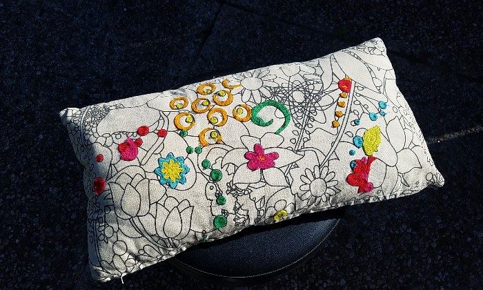Cute embroidered throw pillow
