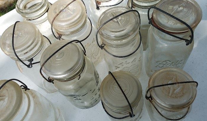 Boxes and boxes of vintage canning chairs - different sizes and markings