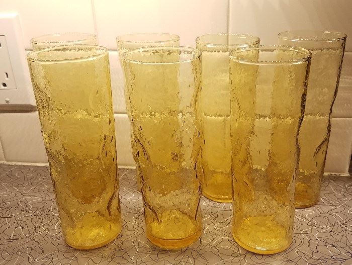 great set of dimpled amber zombie glasses