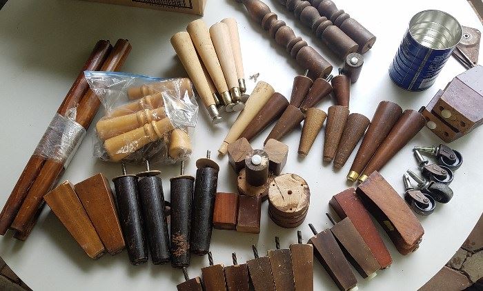 Large assortment of vintage furniture feet and legs