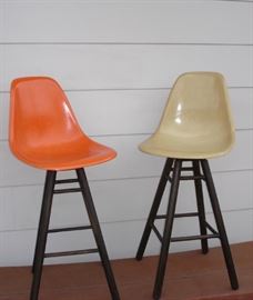 Pair of Eames swivel barstools