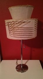 Chrome lamps with 1950s fiberglass shades (pair)