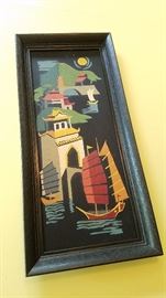 Vintage Asian framed art