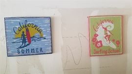 California surfer prints on wood