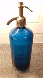 Antique blue glass S&H Seltzer bottle