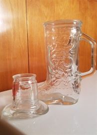 cowboy boot mug and cowboy hat shotglass