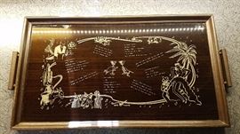 Very cool vintage cocktail serving tray with drink recipes