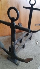 Antique Anchor fireplace log holders