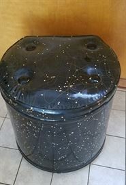 gold metal-flake pearlwick clothes hamper/seat-stool