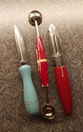 vintage culinary/cocktail tool set w/ wooden handles