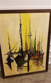 Large MCM original harbor painting