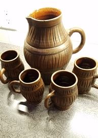 Grog pitcher and mugs