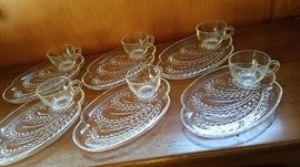 Set of six crystal snack trays
