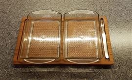 teak snack tray