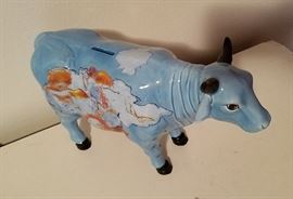 hand painted ceramic cow bank
