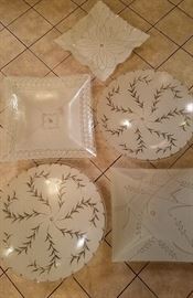 Assortment of vintage glass shades for drop ceiling lights