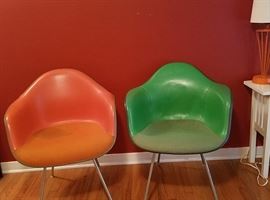 Pair of Eames armshell chairs