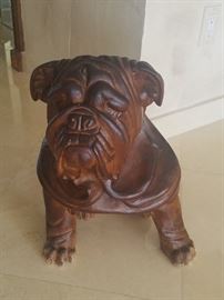 Wooden Bulldog Sculpture 