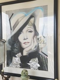 Marlene Dietrich Signed Mixed Media portrait