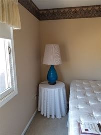 matching pair of Mid Century Modern teal lamps