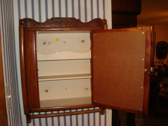 Antique Oak Medicine Cabinet with Mirror