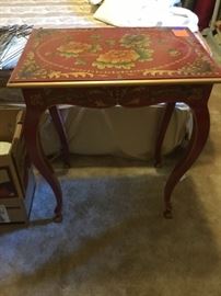 Red lacquer side table