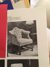 Baker upholstery catalog showing a chair that we have for sale
