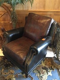 Leather armchair black & brown