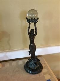Bronze mermaid with crystal ball