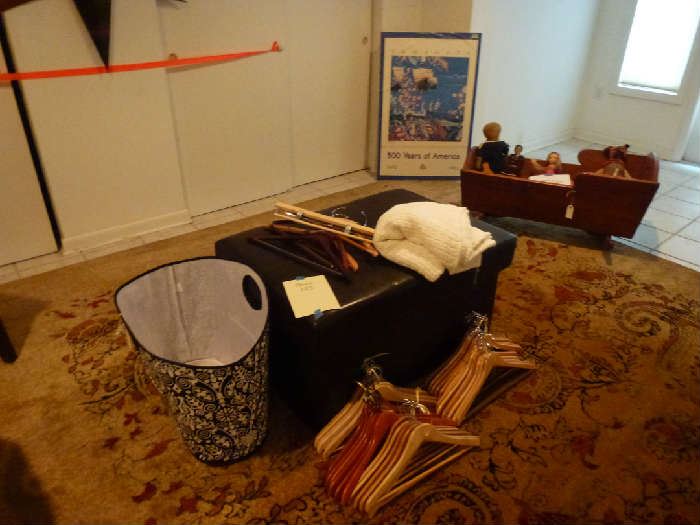 Large area rug, wood hangers