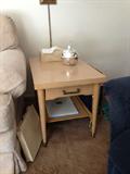 Mid-century blonde end tables.