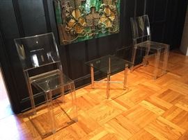 Pair of Starck for Kartell lucite chairs