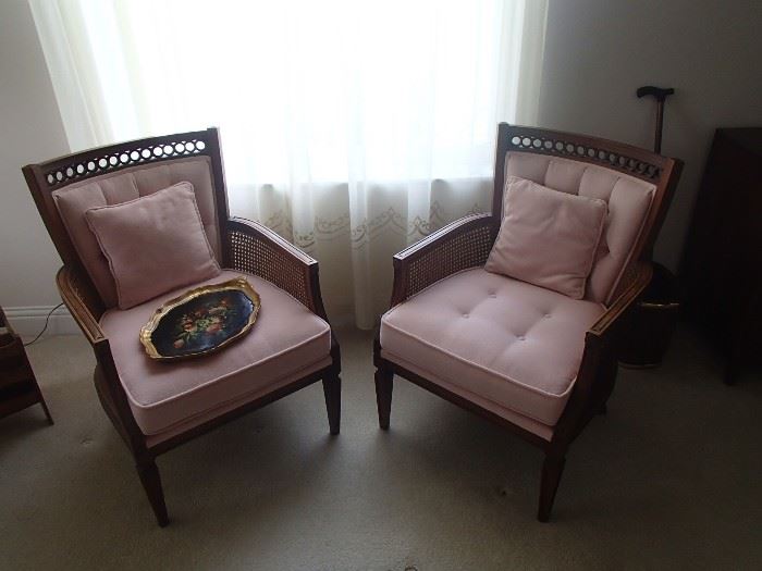 pair of pink chairs 