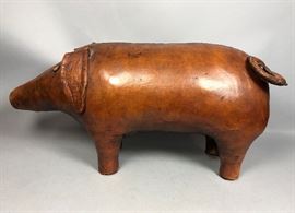 Lot 1 ABERCROMBIE FITCH Style Leather Pig Foot Stool