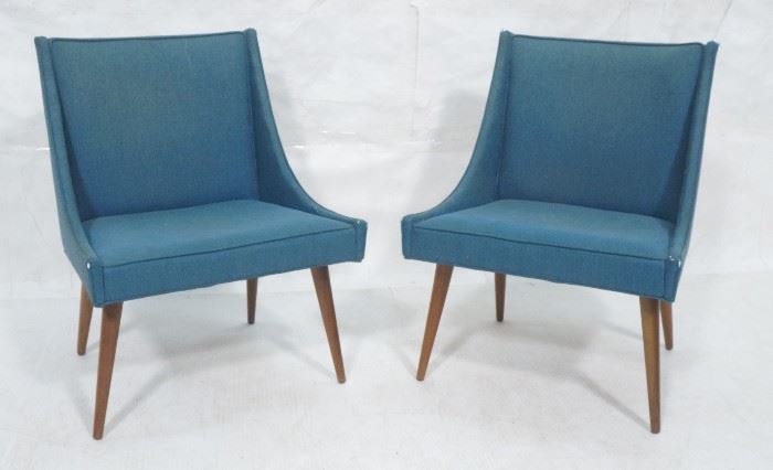 Lot 6 Pr THAYER COGGIN Modernist Blue Slipper Chairs. 
