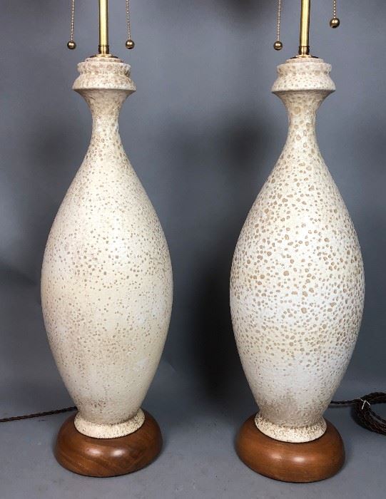 Lot 8 Pr Large Tall Modernist Ceramic Table Lamps. Text