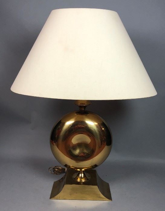 Lot 9 Large Modernist Brass Table Lamp. Round Form with