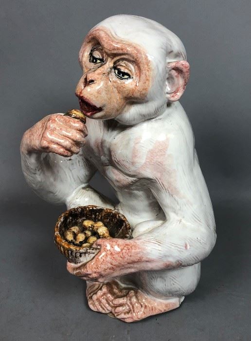 Lot 10 Italian Ceramic Pottery Monkey Figure. Marked Ita