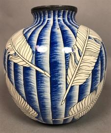 Lot 15 RICHARD GINORI Italian Hand Painted Vase. Bulbous