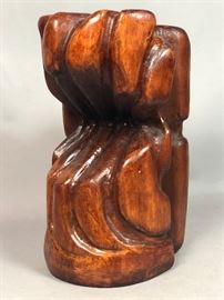 Lot 34 Large Carved Wood Modernist Abstract Sculpture. N