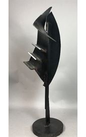 Lot 35 Tall Black Welded Iron Modernist Sculpture. Abstr