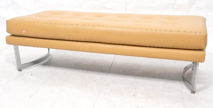Lot 69 Tan Tufted Leather Modernist Bench. Baughman Styl
